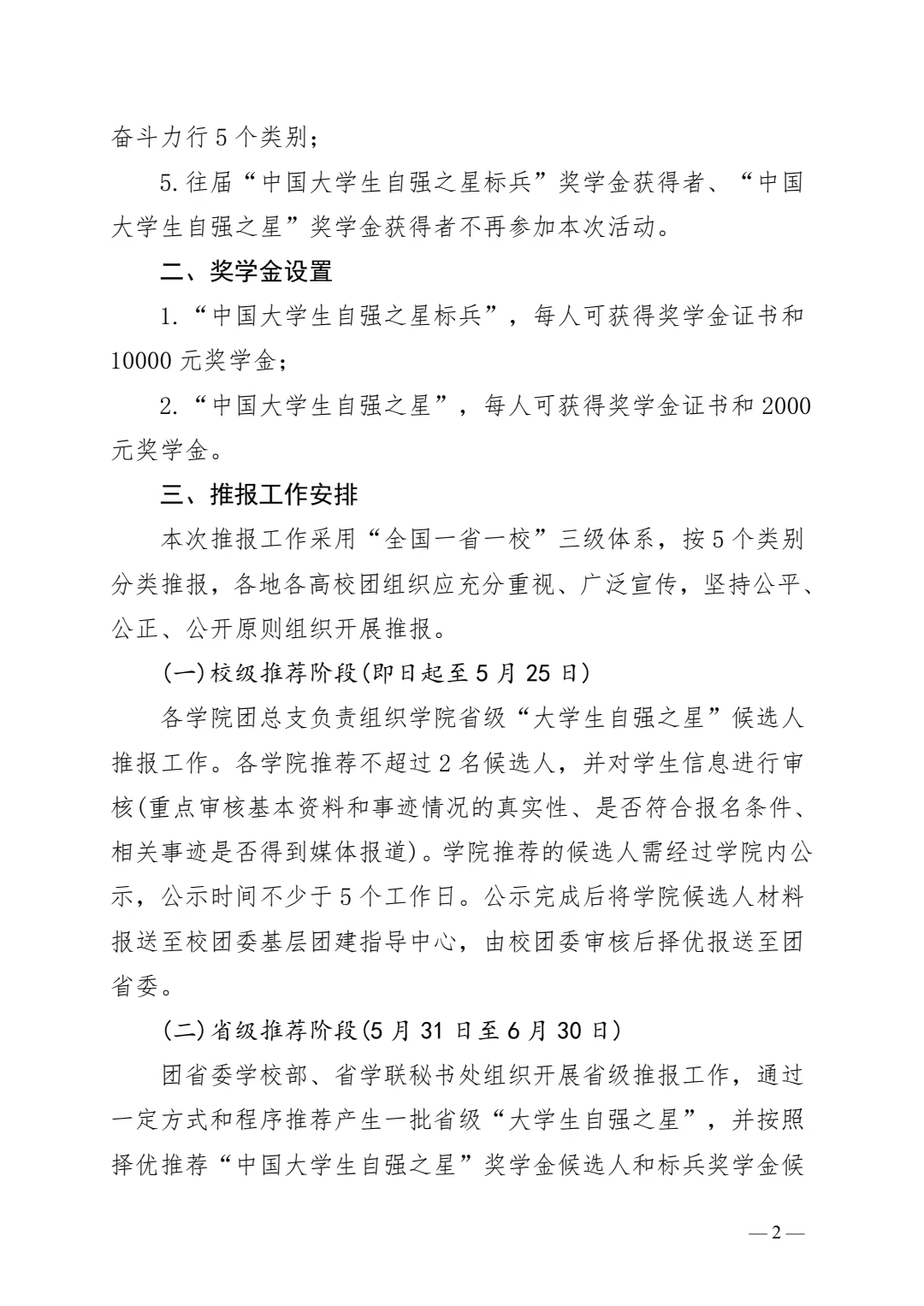 关于推报 2021 年度“中国大学生自强之星”奖 学金人选的通知(图2)