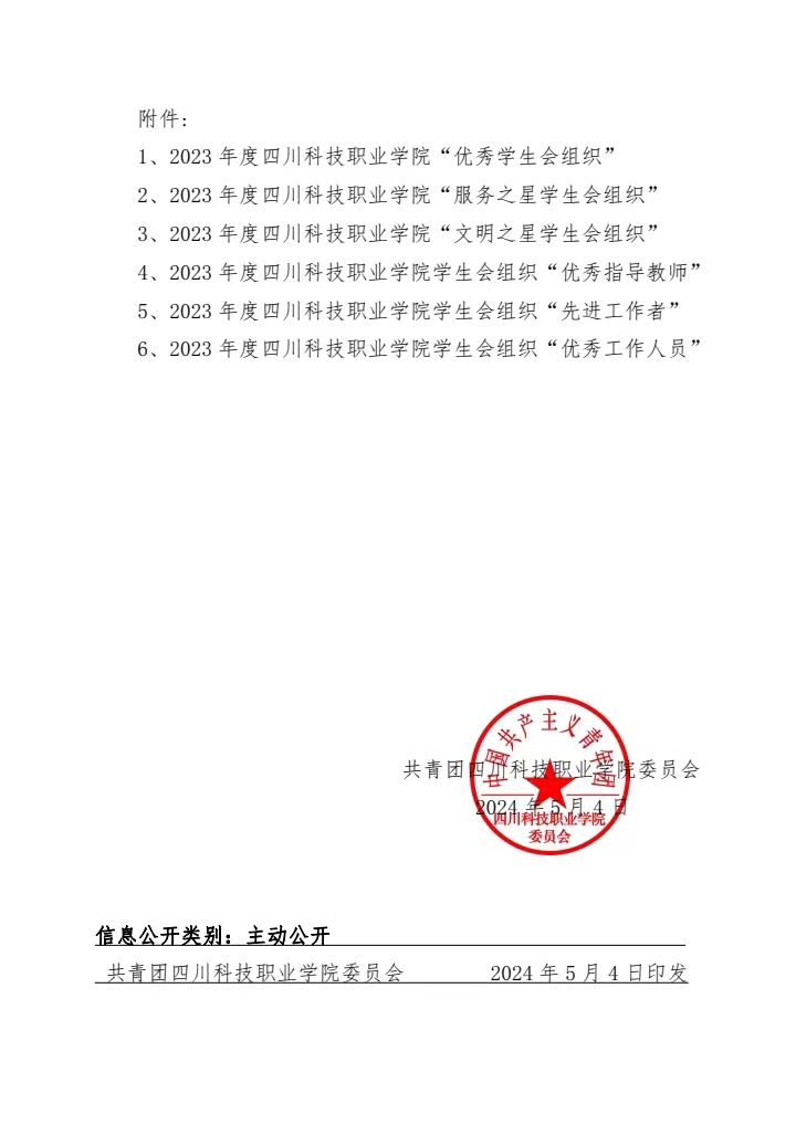《关于表彰2023年度四川科技职业学院学生会组织系统评优的决定》(图3)