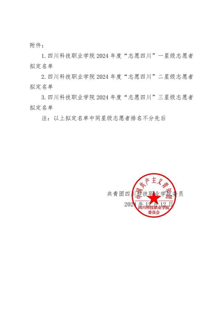 《关于“志愿四川”平台青年志愿者星级认定结果的公示》(图2)