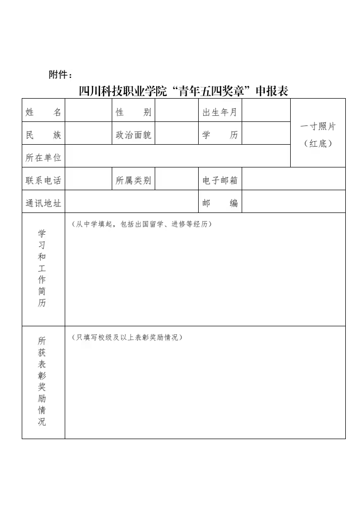 《关于开展 2024-2025 年度四川科技职业学院“青年五四奖章”评选表彰工作的通知》(图6)