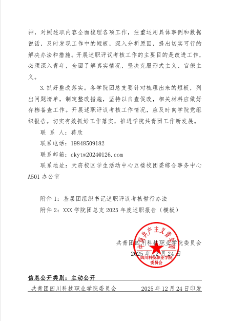 关于开展四川科技职业学院2025年度基层团组织书记述职评议考核工作的通知(图4)